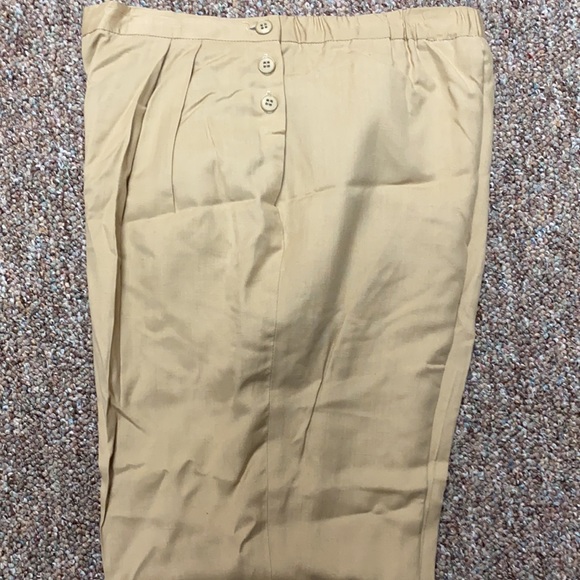 Weathervane High Waste lined linen tan pants - Size 12P - Picture 6 of 12